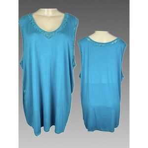 Torrid +4X Super Soft Teal Blue Lace Inset Trim V-Neckline Tank Top Stretch